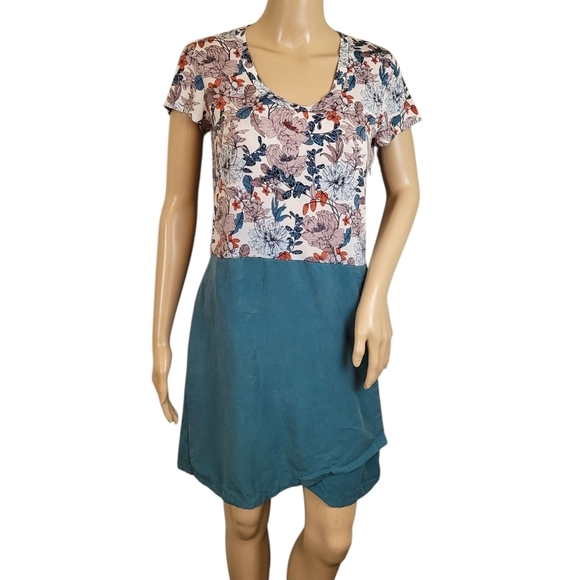 Anthropologie Dolan Fletcher Floral Dress Pink Teal Wrap - Picture 1 of 3